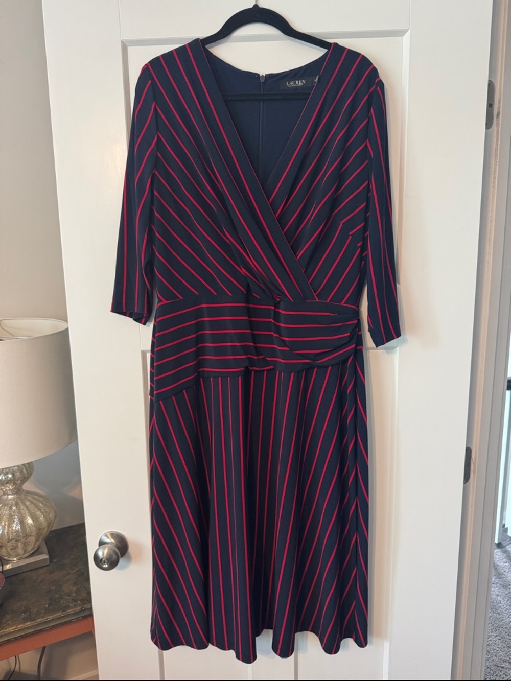 Lauren Ralph Lauren Navy Dress with Red Pinstripes